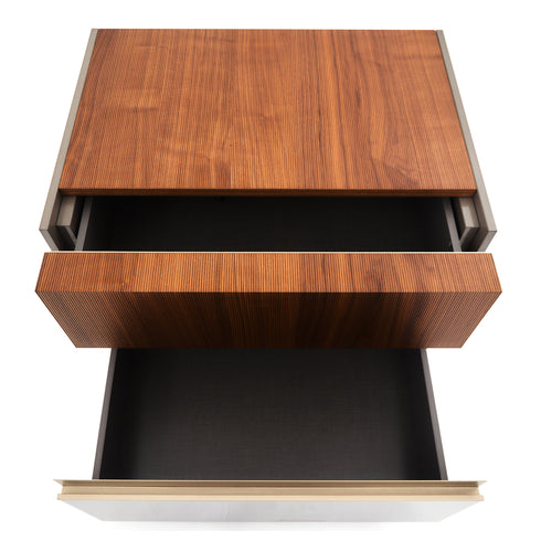 Corso Como Beige 2 Drawer Bedside Table - Ex Display